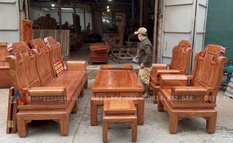 Bộ Âu Á chương voi trơn 6 món gỗ hương đá (anh Hoàng Linh - Hưng Yên)