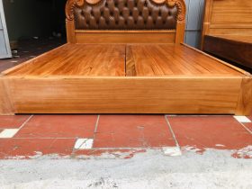 Giường ba khúc lan tây bọc da gõ đỏ 180x200cm 13 giường ngủ tân cổ điển gỗ gõ đỏ tự nhiên cao cấp