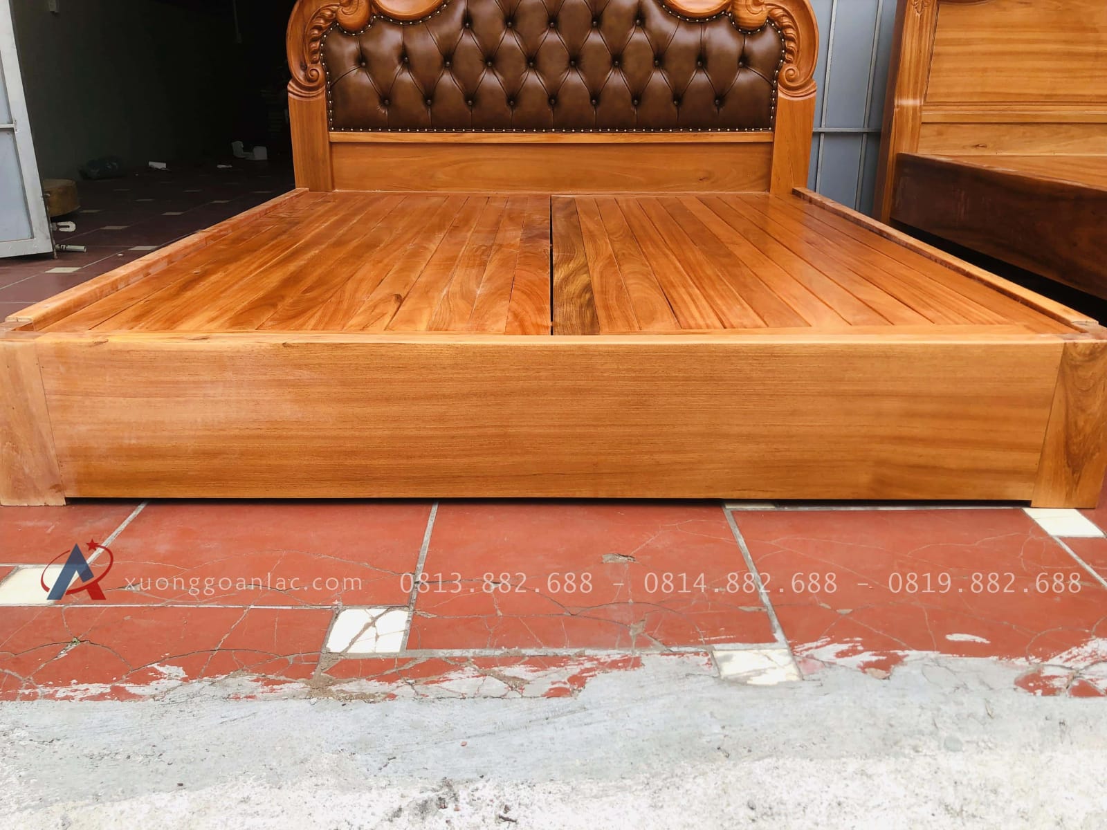 Giường ba khúc lan tây bọc da gõ đỏ 180x200cm 5 giường ngủ tân cổ điển gỗ gõ đỏ tự nhiên cao cấp