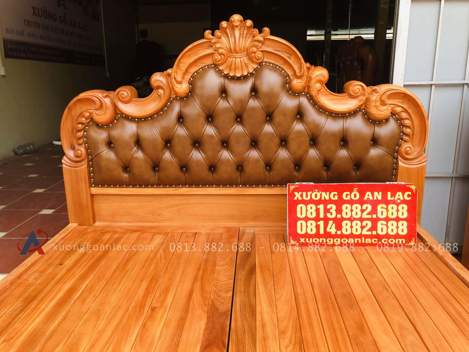 Giường ba khúc lan tây bọc da gõ đỏ 180x200cm 7 Giường ba khúc lan tây bọc da gõ đỏ 180x200cm - Ảnh 7