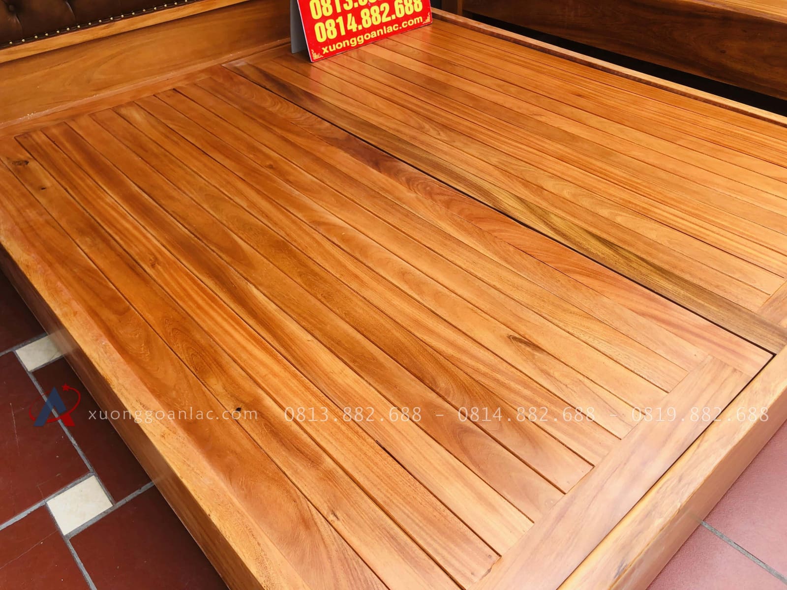 Giường ba khúc lan tây bọc da gõ đỏ 180x200cm 23 giường ngủ gỗ gõ đỏ sang trọng