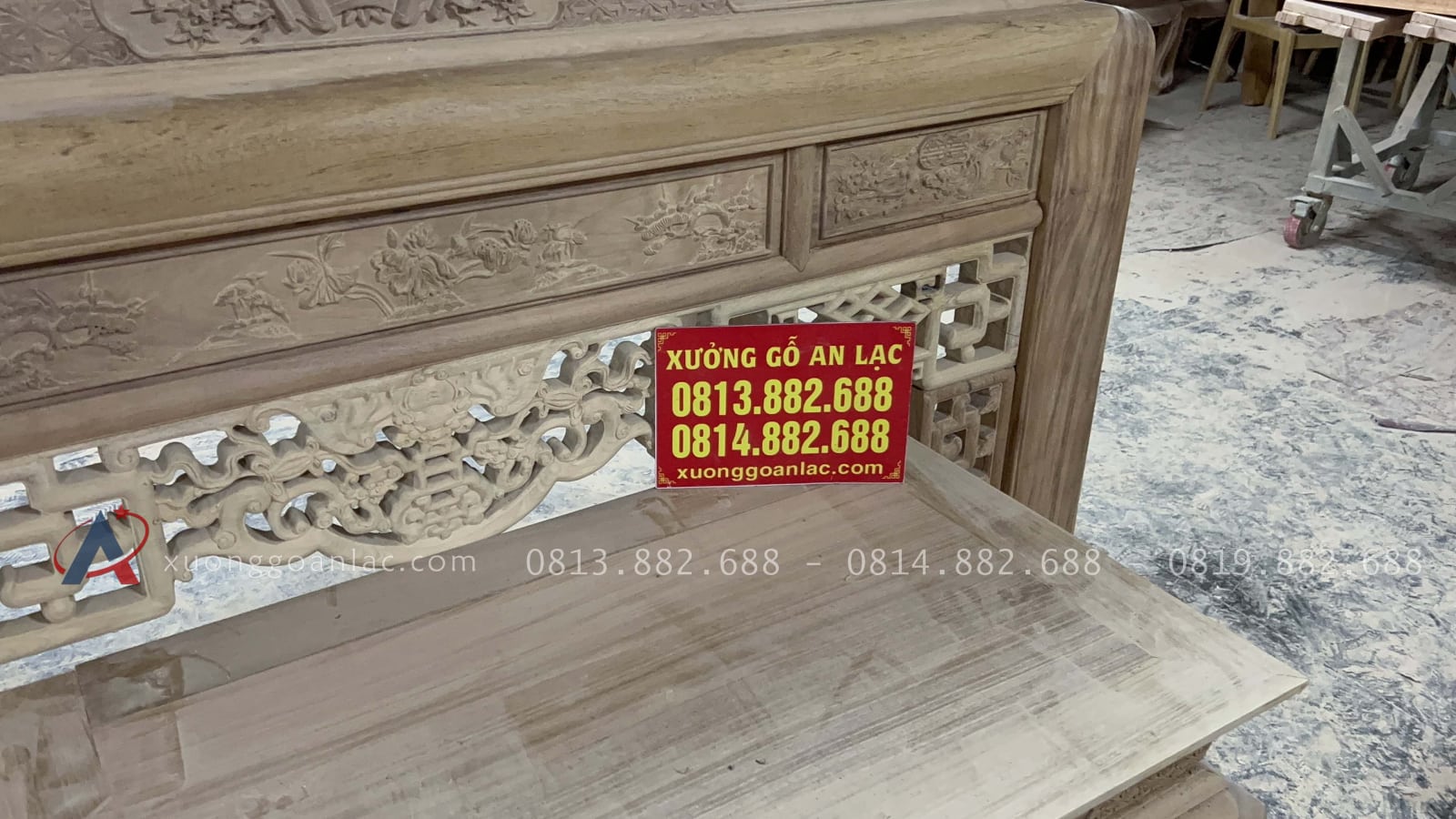 Nguyên mộc Bộ án gian thờ ngũ phúc dài (187 x sâu 97 x cao 127cm) giao Phú Thọ 44 mặt bàn cơm chữ nhật