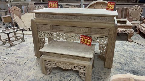 Nguyên mộc Bộ án gian thờ ngũ phúc dài (187 x sâu 97 x cao 127cm) giao Phú Thọ