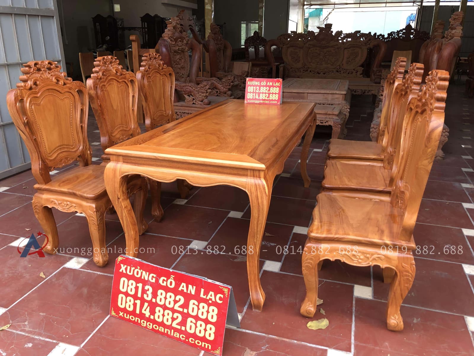 Bộ bàn ăn 6 ghế louis hoa lá tây không tay gỗ gõ đỏ (Anh Hoàng, Thái Nguyên) 31 Bàn ăn gỗ gõ đỏ cao cấp mẫu louis hoàng gia