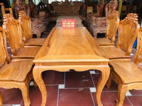 Bộ bàn ăn 6 ghế louis hoa lá tây không tay gỗ gõ đỏ (Anh Hoàng, Thái Nguyên) 18 bàn ăn gỗ gõ đỏ cao cấp