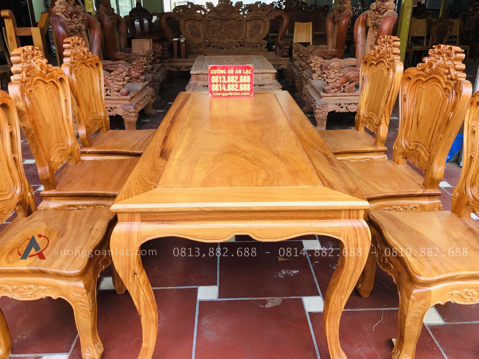 Bộ bàn ăn 6 ghế louis hoa lá tây không tay gỗ gõ đỏ (Anh Hoàng, Thái Nguyên) 26 bàn ăn gỗ gõ đỏ cao cấp