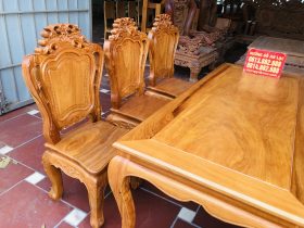 Bộ bàn ăn 6 ghế louis hoa lá tây không tay gỗ gõ đỏ (Anh Hoàng, Thái Nguyên) 19 Bộ bàn ăn 6 ghế gỗ gõ đỏ cao cấp