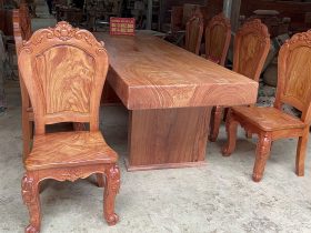 Bộ bàn ăn nguyên khối 8 ghế gỗ hương đá siêu vân (Anh Trường, Hà Nội) 26 Ban an nguyen khoi 8 ghe go huong da sieu van 7