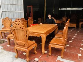 bàn ăn luois gỗ gõ đỏ cao cấp