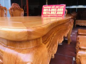 Bộ bàn ăn 8 ghế luois hoa lá tây không tay gỗ gõ đỏ (Anh Sử, Hải Phòng) 19 bộ bàn ăn louis hoa lá tây Hoàng Gia cao cấp