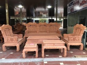 Bộ bàn ghế Âu Á chương voi như ý 6 món gỗ hương đá