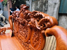 bàn ghế minh nghê cột 12 chân 14 gỗ hương đá cao cấp