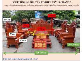 KÍCH THƯỚC LOUIS HOÀNG GIA TÂN CỔ ĐIỂN TAY 18 CHÂN 22