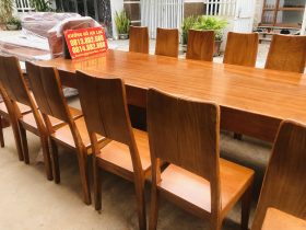 Bàn ăn nguyên khối 15 ghế trơn hiện đại gỗ gõ đỏ cao cấp 9 (Anh Vinh, Ninh Bình) 16 Ban an nguyen khoi 15 ghe tron hien dai go go do cao cap 8