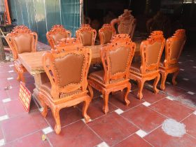 Bộ bàn ăn nguyên khối 8 ghế louis hoàng gia bọc đệm gỗ hương đá (Chị Lan, Thái Nguyên) 15 Ban an nguyen khoi 8 ghe luois hoang gia boc dem go huong da 4