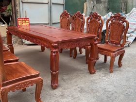 Bộ bàn ăn gỗ hương đá mẫu louis hoàng gia 8 ghế (Bác Bình, Quảng Nam) 17 Bo ban an go huong mau louis hoang gia 8 ghe 3