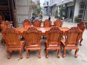 Bộ bàn ăn nguyên khối 10 ghế louis gỗ hương đá (Anh Bình, Đông Anh) 23 Bo ban an nguyen khoi 10 ghe louis go huong da anh Binh Dong Anh 13