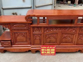 Kệ tivi sừng trâu gỗ hương đá 2m4 mẫu đục hoa lá tây (Bác Bình, Quảng Nam) 12 Ke tivi sung trau go huong da 2m4 mau duc hoa la tay 2