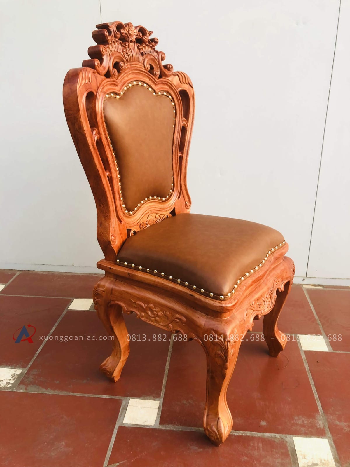 Mẫu ghế louis hoa lá tây bọc da gỗ hương đá 41 ghế louis tân cổ điển
