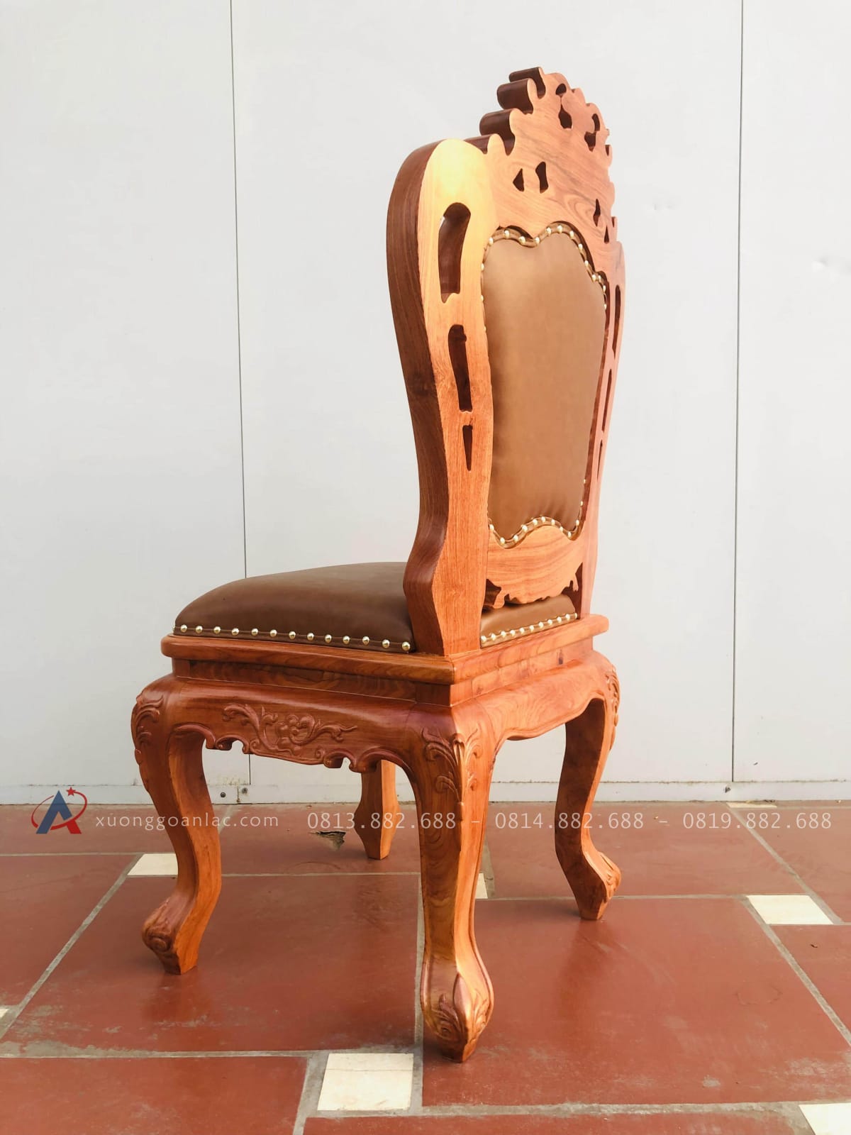 Mẫu ghế louis hoa lá tây bọc da gỗ hương đá 42 ghế louis lưng tựa cao
