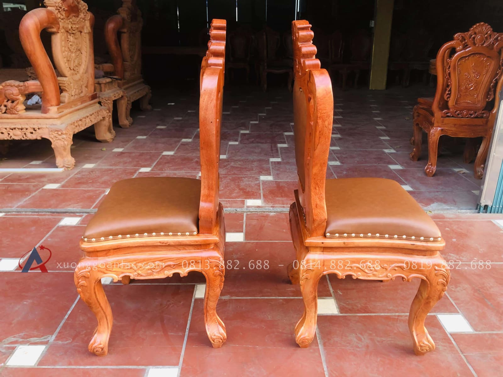 Mẫu ghế louis hoa lá tây bọc da gỗ hương đá 36 ghế ngồi phong cách louis hoàng gia
