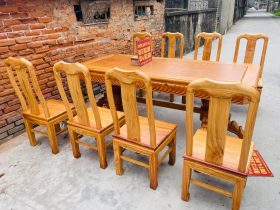 Bộ bàn ăn vát góc kết hợp 8 ghế chữ thọ hàng đặt dày dặn (Chú Tiến, Cần Thơ) 13 bộ bàn ăn 8 ghế chữ thọ