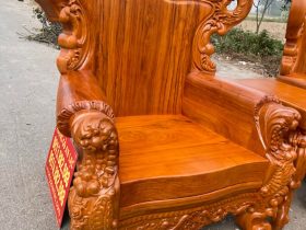 ghế đơn louis đục hoa lá tây