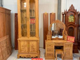 Bàn Trang Điểm Louis Hoa Hồng Gỗ Gõ Đỏ Kích Thước 1m6x1m2 (Chị Mai, Quảng Ninh) 5 bàn phấn gỗ gõ đỏ cao cấp
