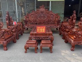 bàn ghế rồng đỉnh gỗ hương đỏ Lào cao cấp