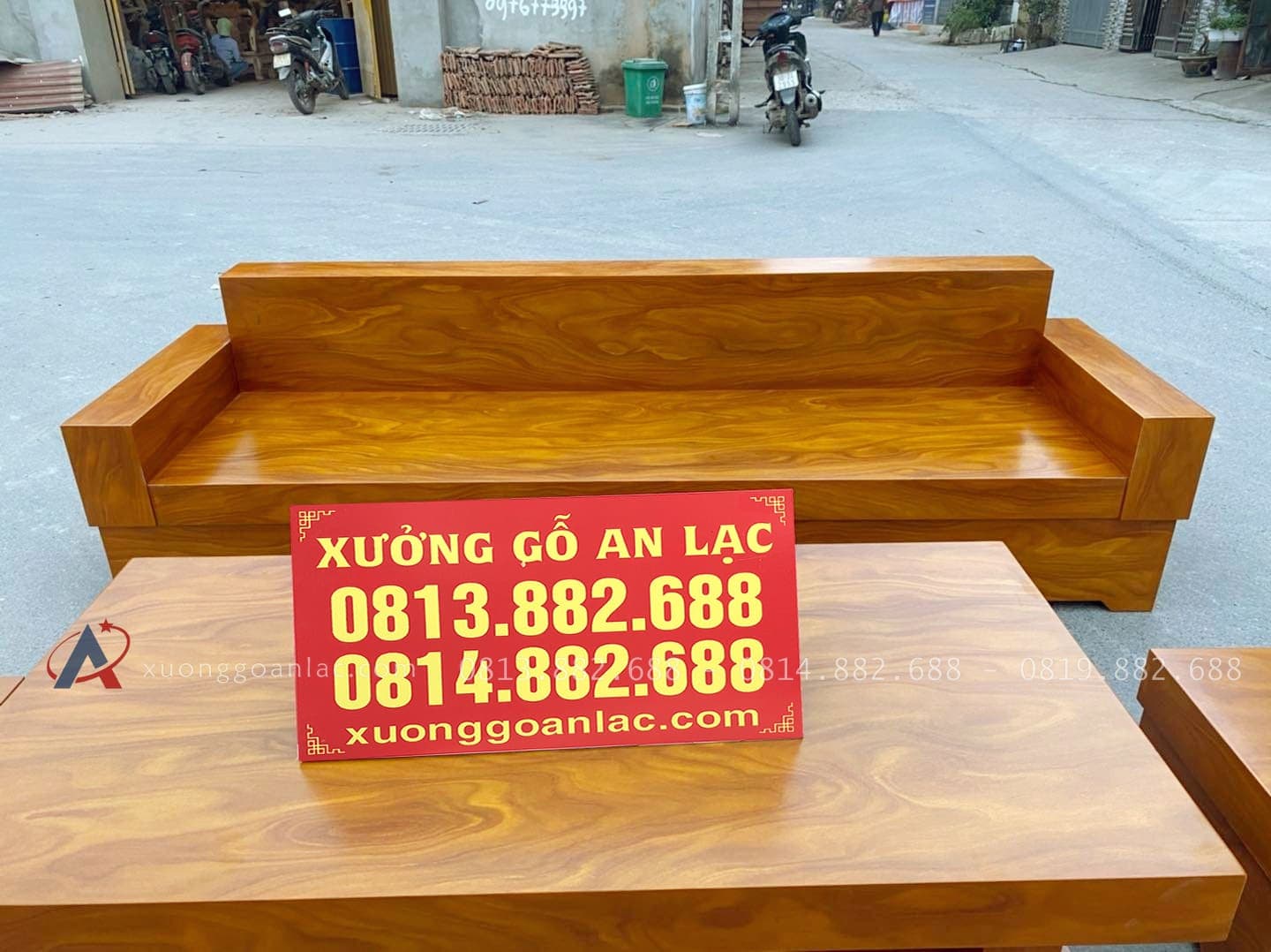 Bộ Sofa Chữ H Giả Nguyên Khối Veneer Gỗ Cẩm Vàng Siêu Vân 13 sofa gỗ cẩm vàng siêu vân