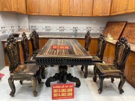 bàn ghế ăn louis hoa hồng