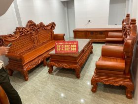 combo nội thất phòng khách hoàng gia gỗ hương đá