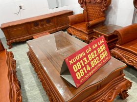 Kệ tivi louis Hoàng Gia 2m2 gỗ hương đá