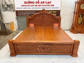 mẫu giường ngủ louis hoàng gia 1m8x2m gỗ hương đá