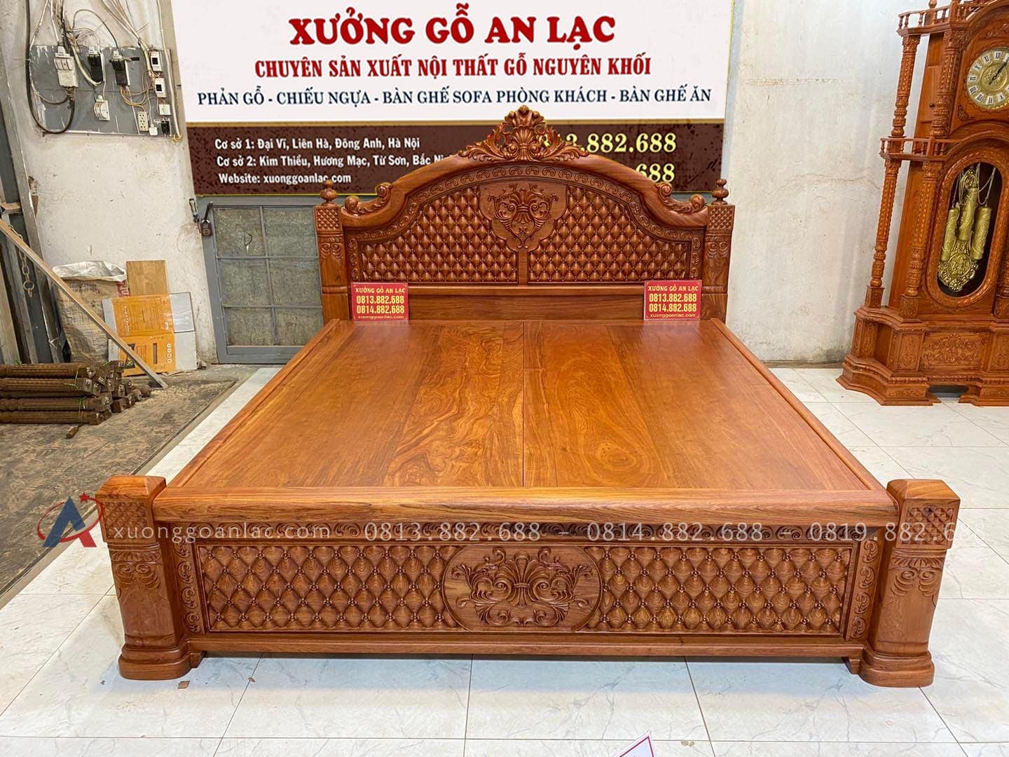 Giường cột vòm lan tây vách trám Hương Đá 180x200cm 14 mẫu giường ngủ louis hoàng gia 1m8x2m gỗ hương đá