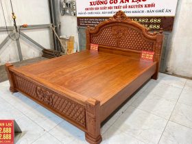 Giường cột vòm lan tây vách trám Hương Đá 180x200cm 8 giường ngủ louis hoàng gia tân cổ điển