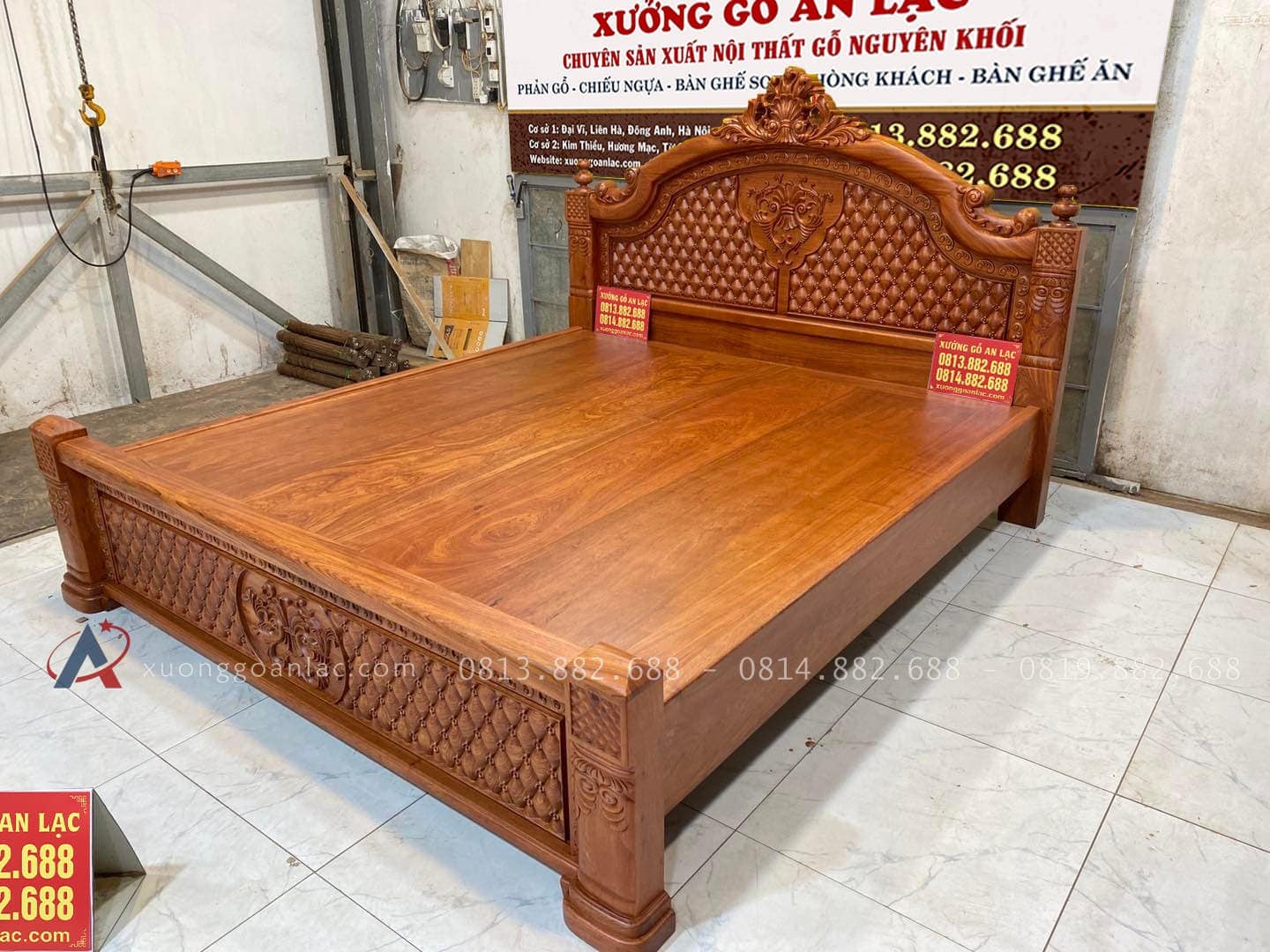 Giường cột vòm lan tây vách trám Hương Đá 180x200cm 15 giường ngủ louis hoàng gia tân cổ điển