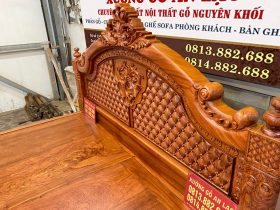 Giường cột vòm lan tây vách trám Hương Đá 180x200cm 10 Đầu giường đục tay tinh xảo