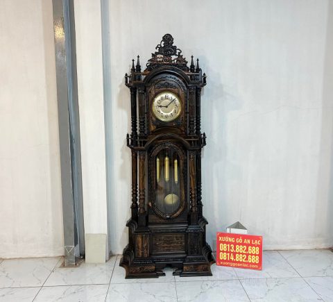 mẫu đồng hồ cây tứ trụ cao 2m3 gỗ mun hoa