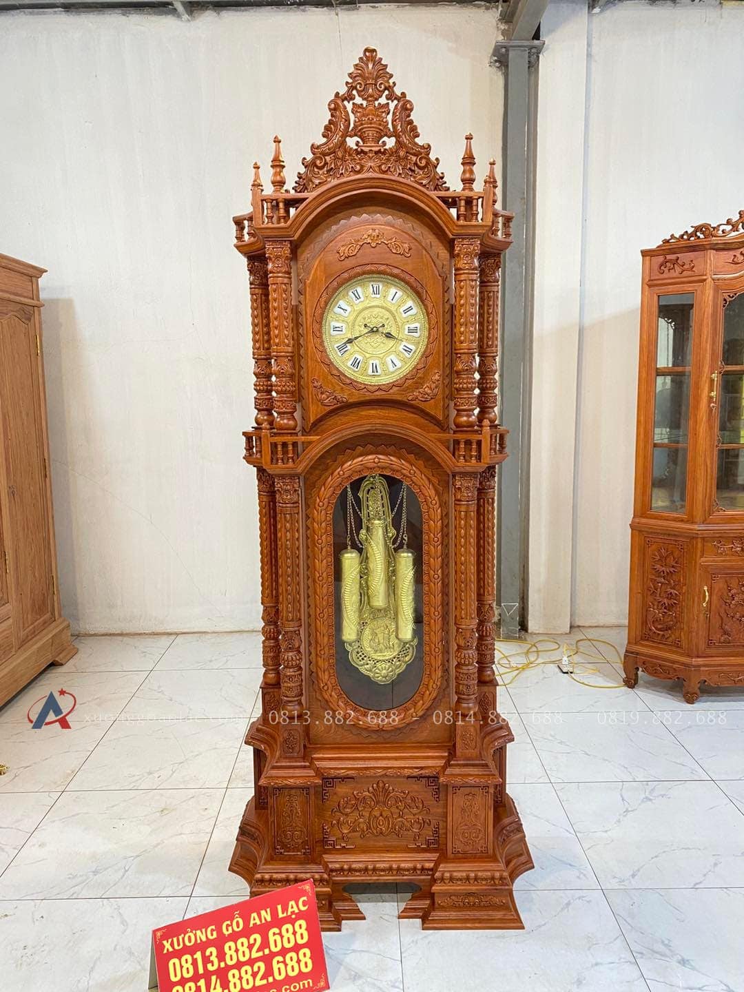 Mẫu Đồng Hồ Tứ Trụ Vát Cao 2m3 Chất Liệu Gỗ Hương Đá Nam Phi Hàng Tuyển (Anh Tú, Thái Nguyên) 17 đồng hồ đục louis hoa lá tây