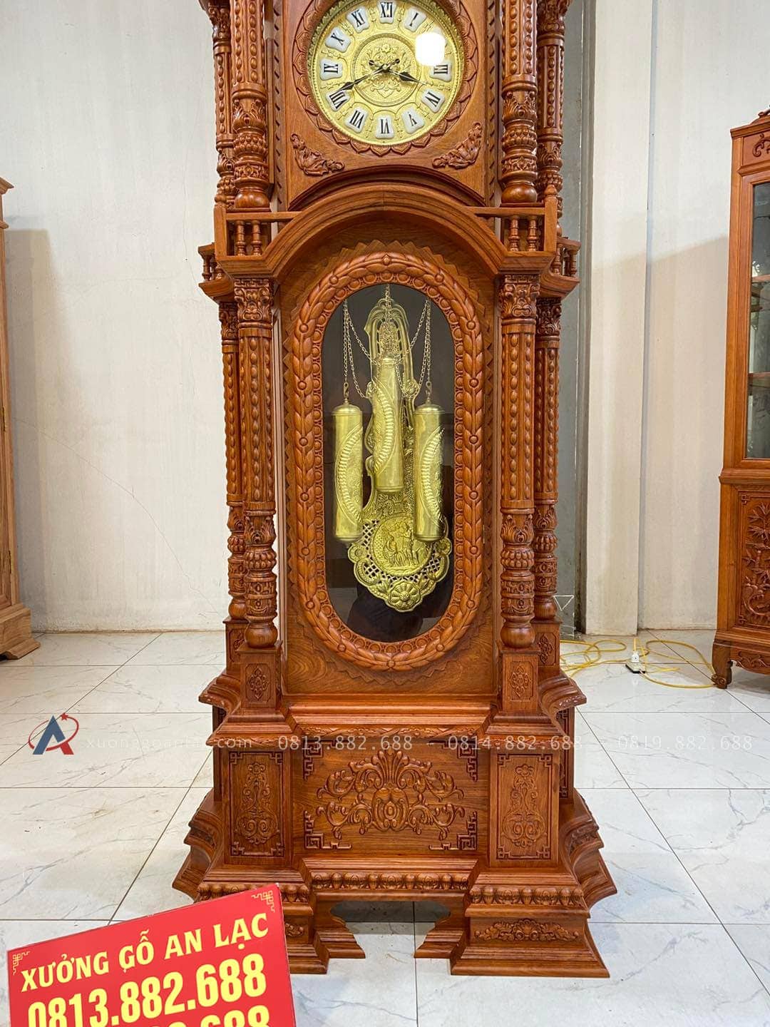 Mẫu Đồng Hồ Tứ Trụ Vát Cao 2m3 Chất Liệu Gỗ Hương Đá Nam Phi Hàng Tuyển (Anh Tú, Thái Nguyên) 18 đồng hồ tứ trụ lắc tạ đồng