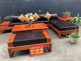 sofa góc l gỗ hương đá hàng đóng hộp