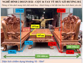 KÍCH THƯỚC NGHÊ ĐỈNH CỘT 16 TAY TỲ HƯU - 2 ĐOẢN DÀI hoàn thiện