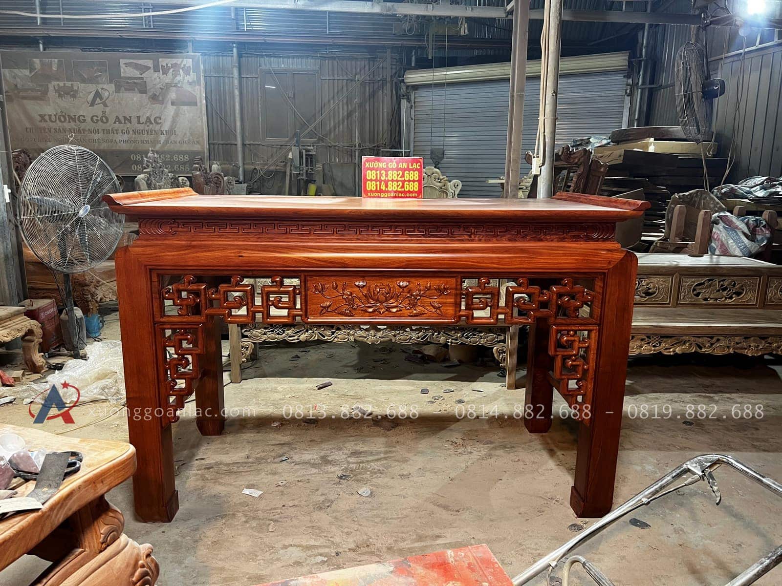 Mẫu án gian đục sen cổ triện 187x97x127cm giao Hà Nam 19 mẫu án gian thờ đục sen cổ triện đơn giản, tinh tế