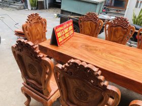 Siêu phẩm bàn ăn nguyên khối 2m5 và 10 ghế louis đục hai mặt gỗ hương đá (Chị Thuận, Hải Dương) 19 bnf ăn nguyên khối vuông vức