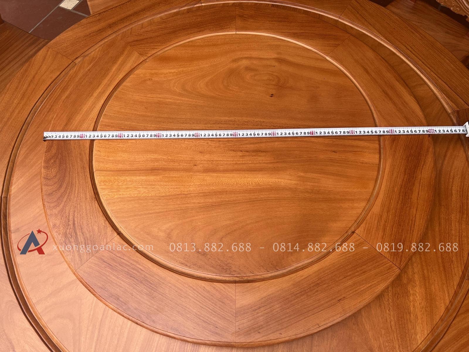 Bộ bàn ăn tròn mâm xoay 10 ghế louis gỗ gõ đỏ (Cô Vinh, Hà Nội) 22 bàn tròn xoay tiện dụng