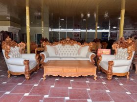bàn ghế hoàng gia gỗ gõ đỏ bọc đệm