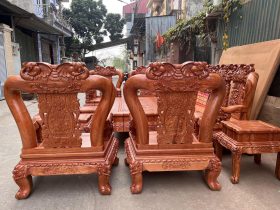 bàn ghế minh quốc voi đục 2 mặt