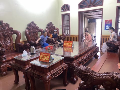 bàn ghế nghê 5 đẩu bảo đỉnh gỗ hương đỏ