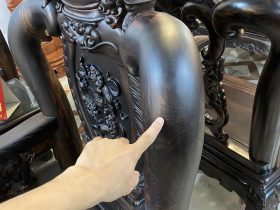 cột ghế 12 gỗ mun hoa Lào bóng mịn